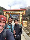 Three travelers going trek on mountains